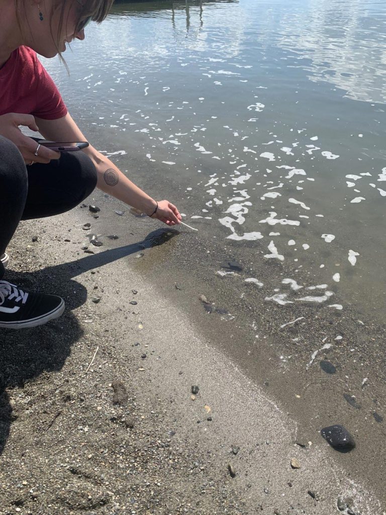 Mel Topping testing for nitrates in the Spokane River