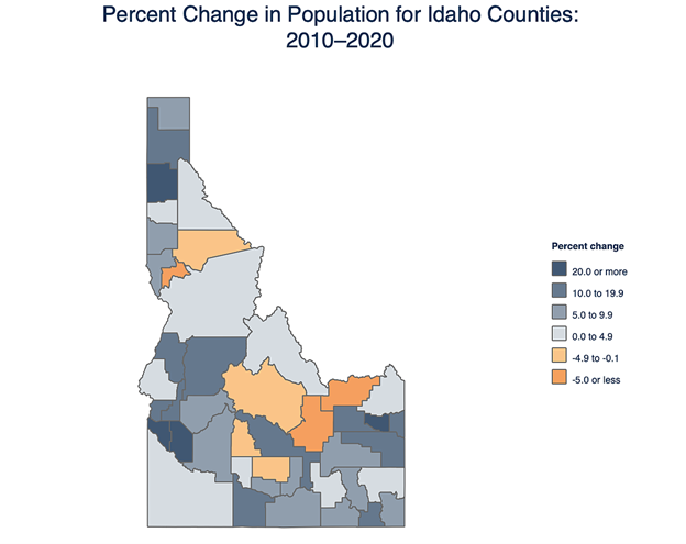 Kootenai County is one of the fastest growing counties in the state with a 23.7% increase from 2010, according to U.S. Census Bureau Data. Photo: U.S. Census Bureau.
