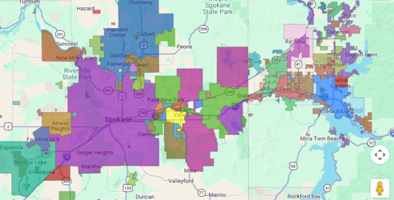 Map of water providers in Spokane and Kootenai Counties